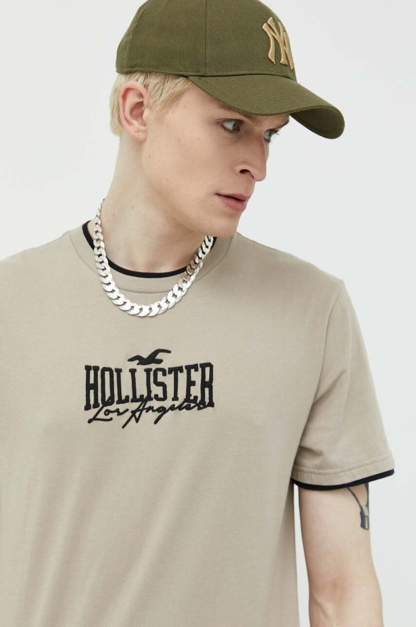 Hollister Co. Bavlněné tričko červená barva - Pepit.cz