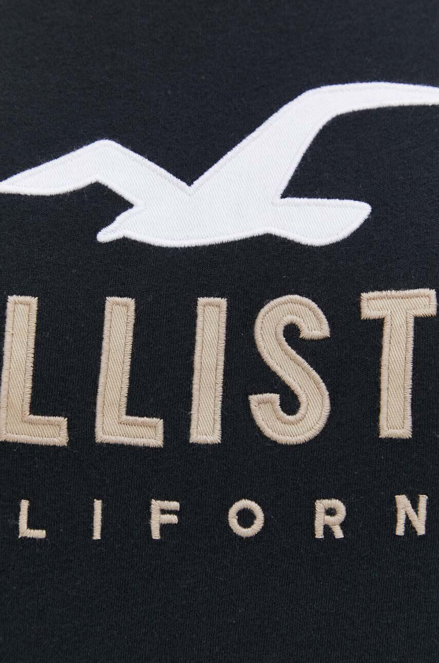 Hollister Co. Bavlněné tričko černá barva s aplikací - Pepit.cz