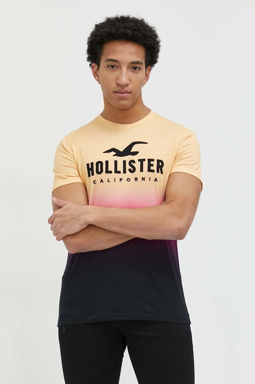 Hollister Co. Bavlněné tričko žlutá barva - Pepit.cz