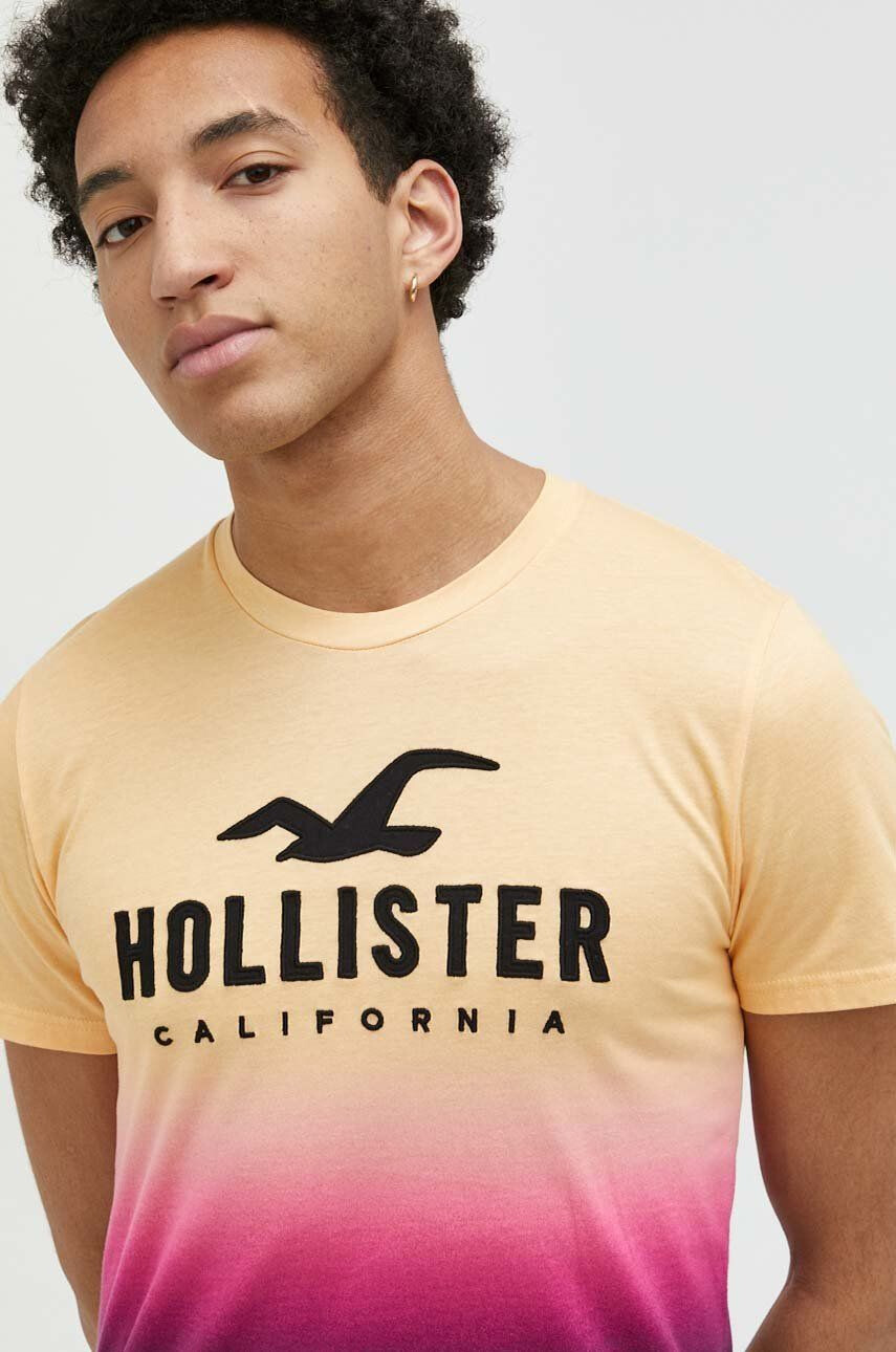 Hollister Co. Bavlněné tričko žlutá barva - Pepit.cz