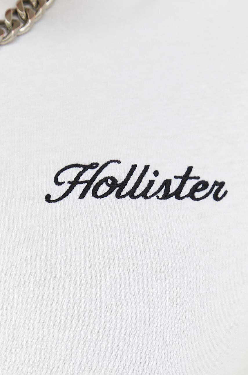 Hollister Co. Bavlněné tričko bílá barva s aplikací - Pepit.cz