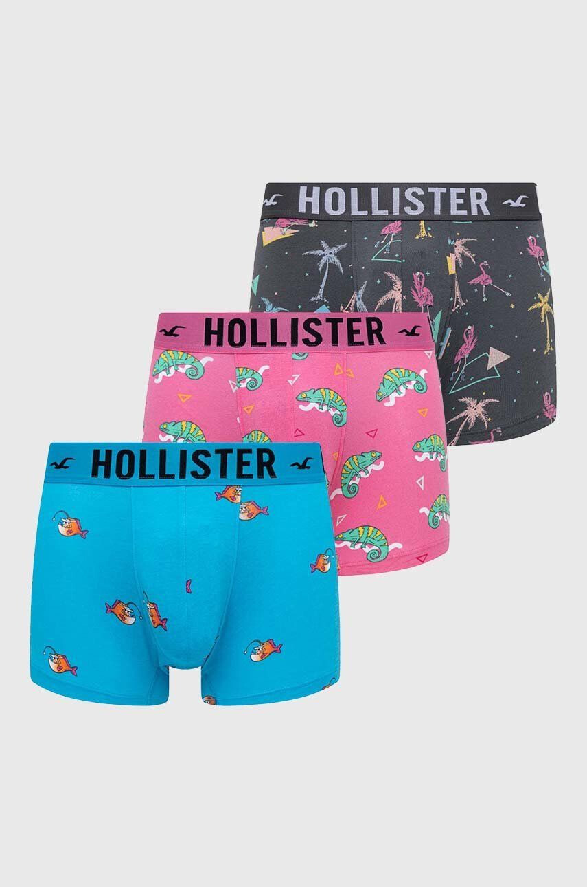 Hollister Co. Boxerky 3-pack pánské růžová barva - Pepit.cz