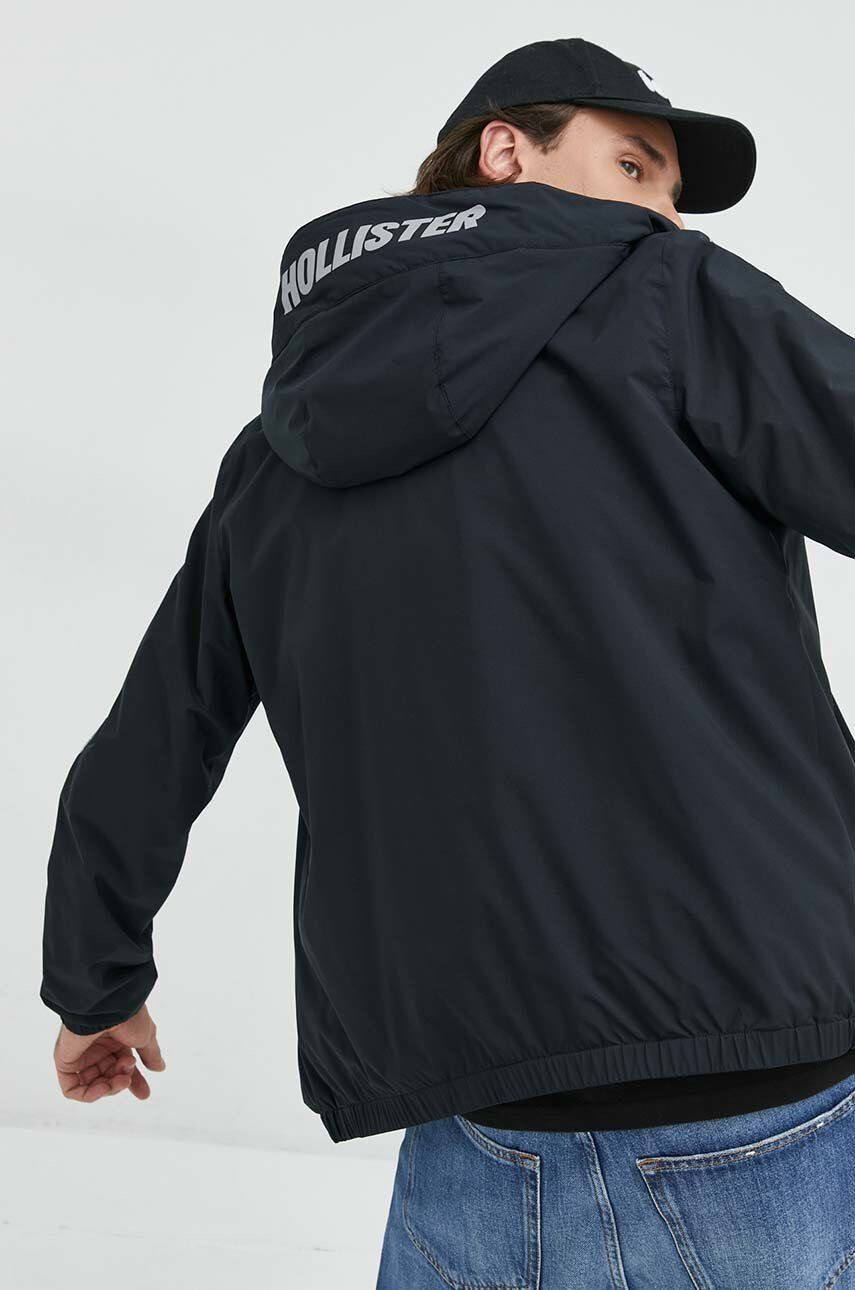 Hollister Co. Bunda pánská černá barva přechodná oversize - Pepit.cz