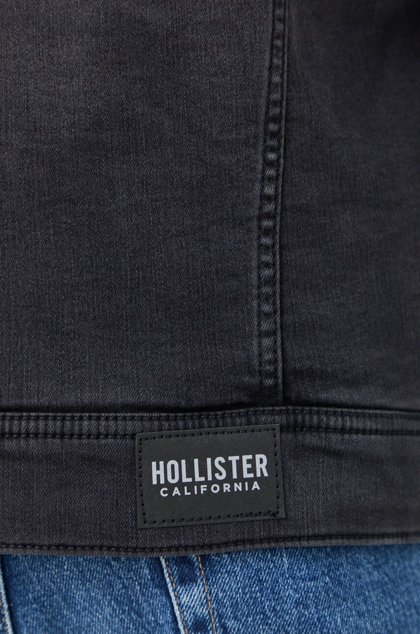 Hollister Co. Džínová bunda pánská šedá barva přechodná - Pepit.cz