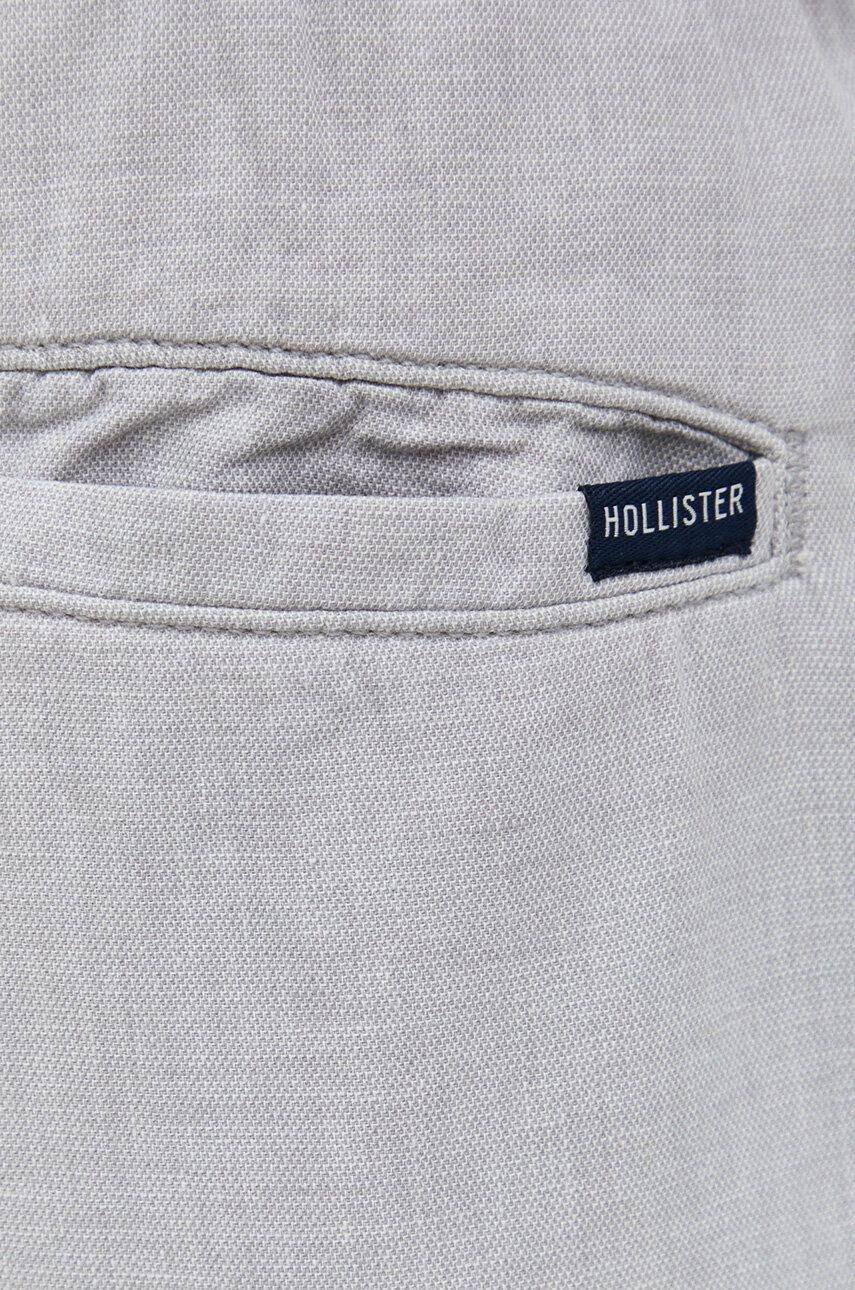 Hollister Co. Kalhoty s příměsí lnu šedá barva - Pepit.cz