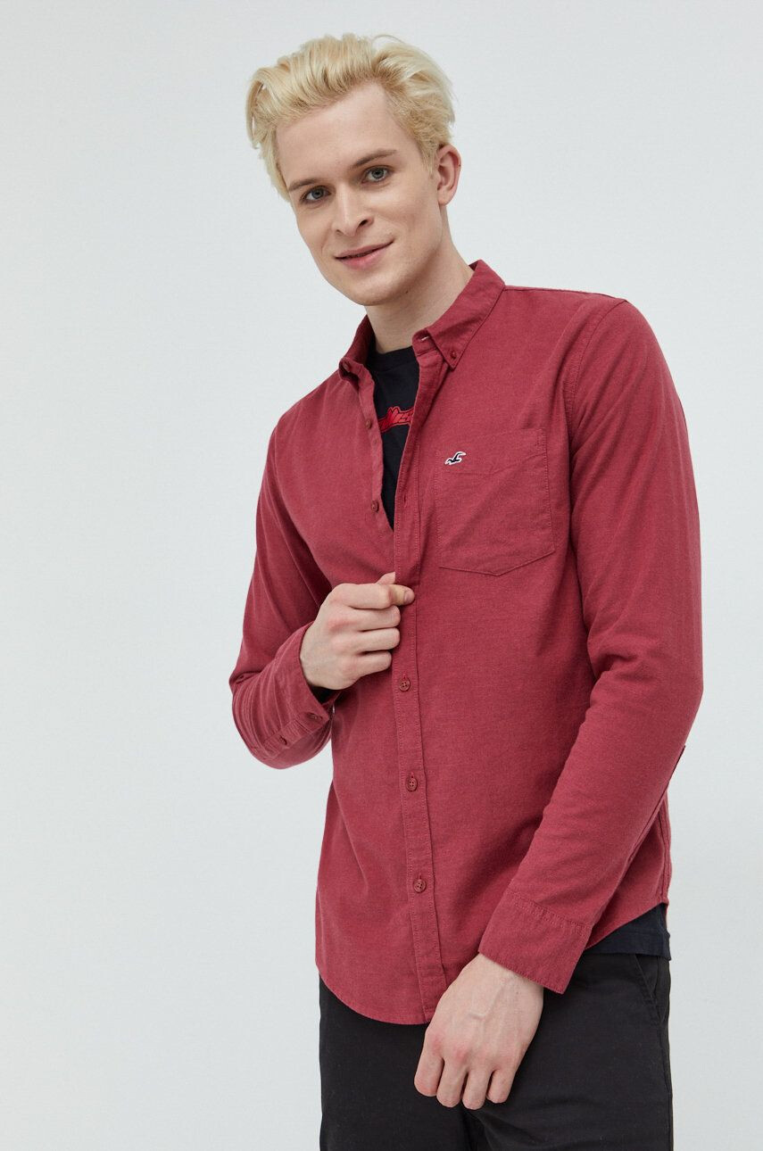 Hollister Co. Košile pánská růžová barva regular s límečkem button-down - Pepit.cz