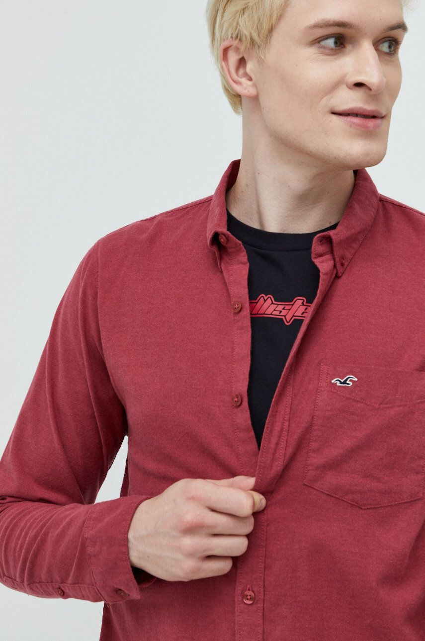 Hollister Co. Košile pánská růžová barva regular s límečkem button-down - Pepit.cz