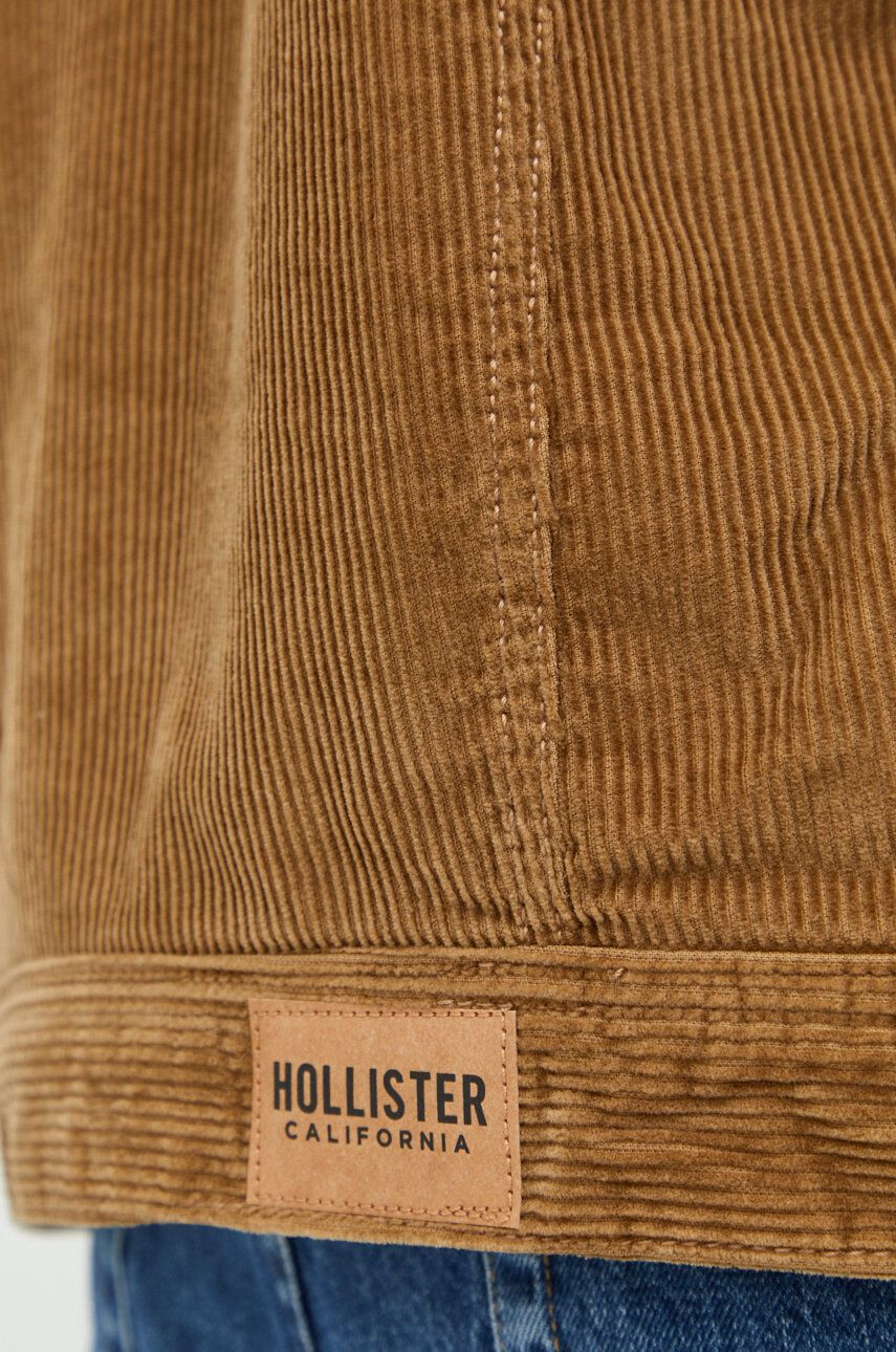 Hollister Co. Manšestrová bunda hnědá barva přechodná - Pepit.cz