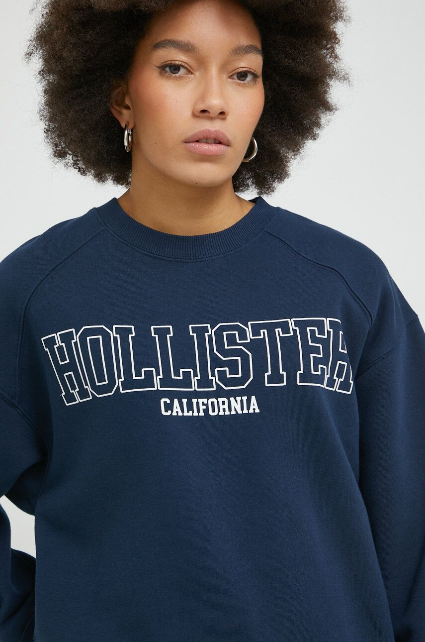 Hollister Co. Mikina dámská tmavomodrá barva s potiskem - Pepit.cz