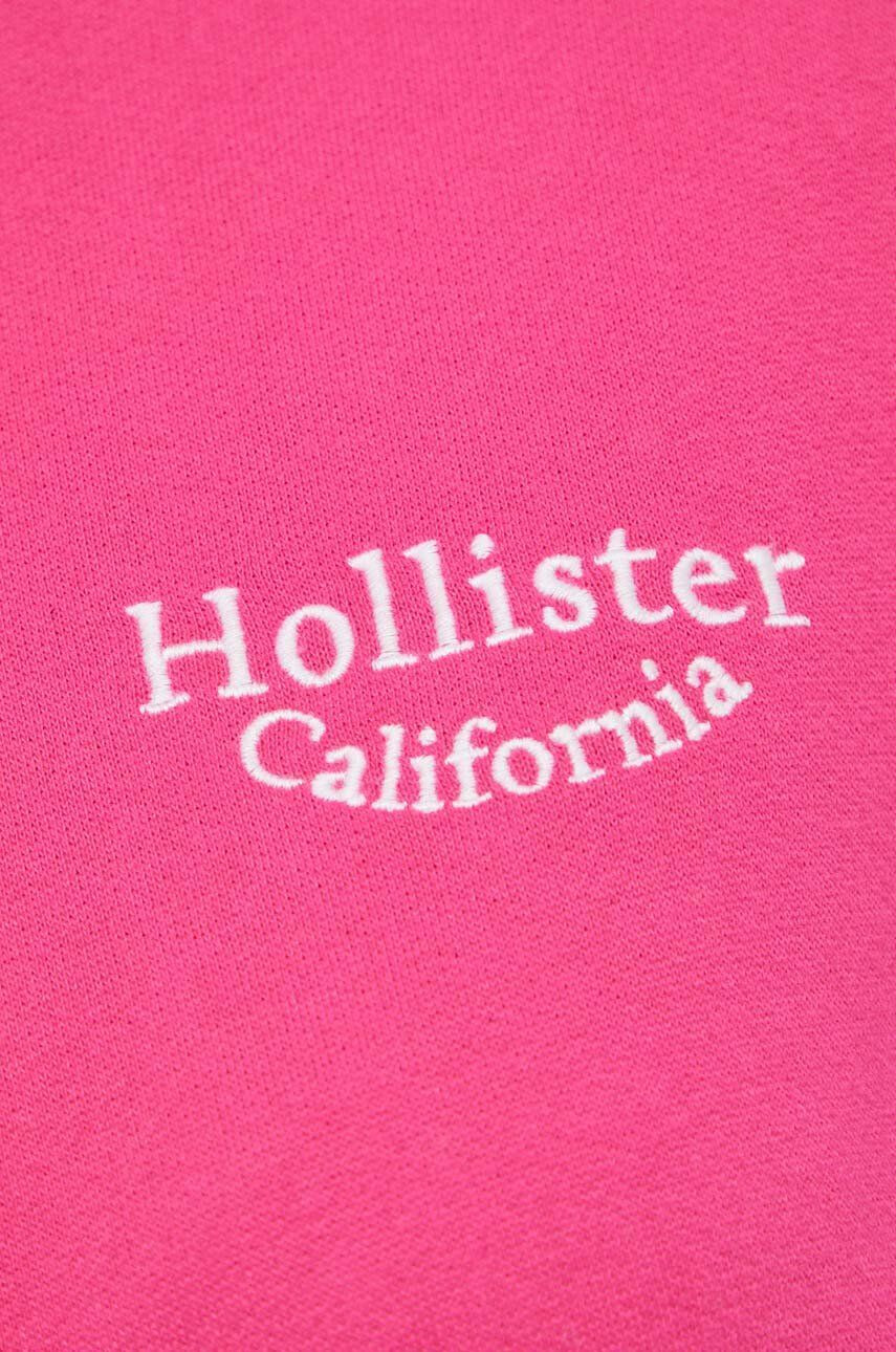 Hollister Co. Mikina dámská růžová barva s kapucí s potiskem - Pepit.cz