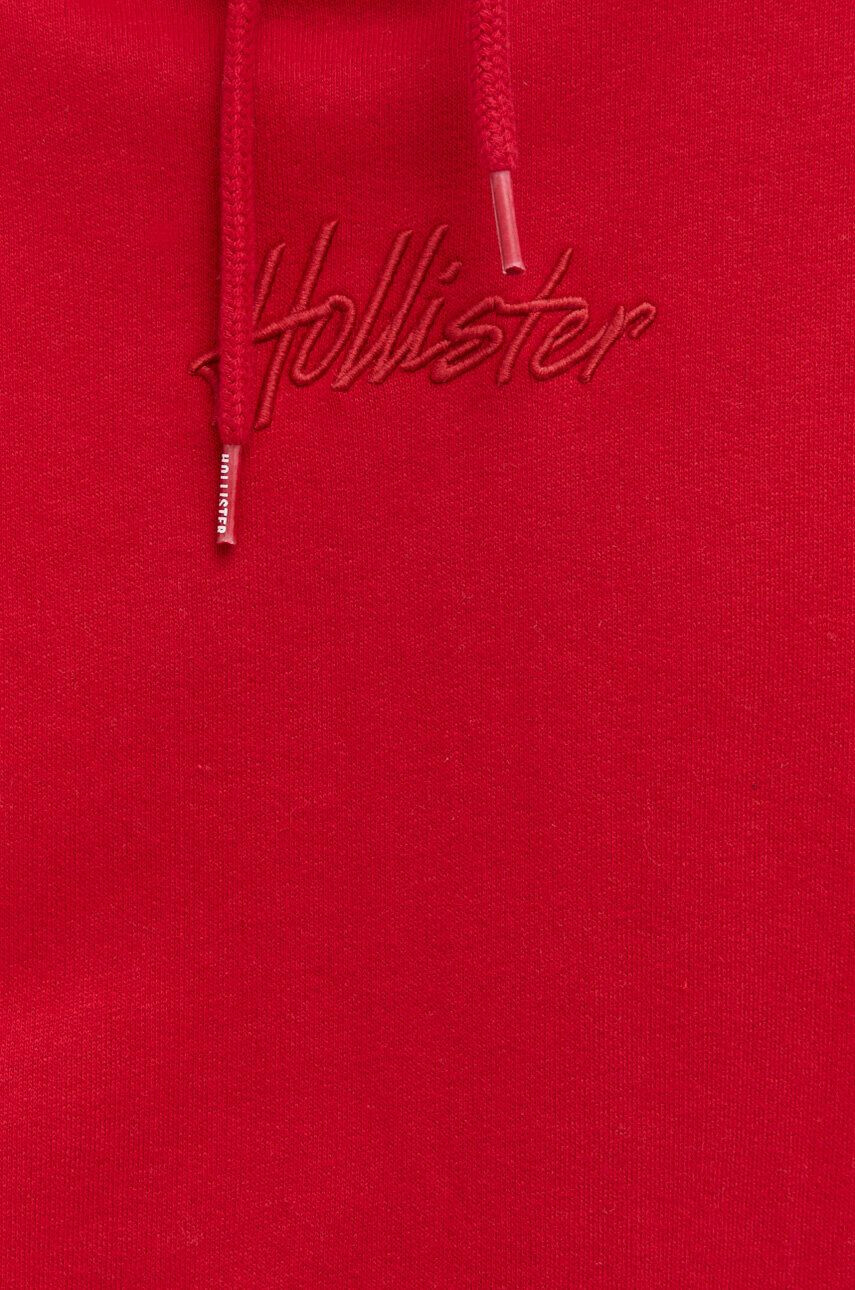 Hollister Co. Mikina pánská červená barva s kapucí s aplikací - Pepit.cz