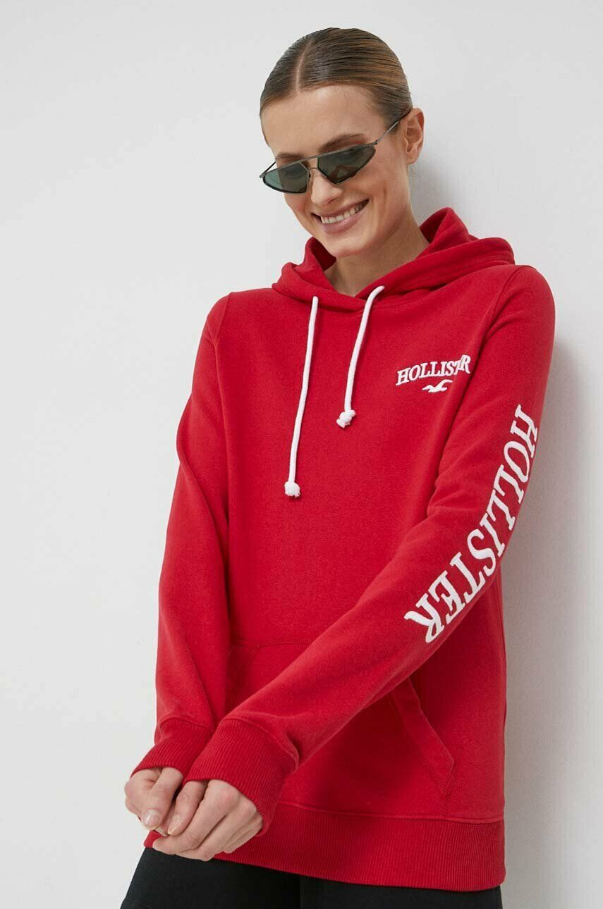 Hollister Co. Mikina pánská bílá barva s kapucí hladká - Pepit.cz