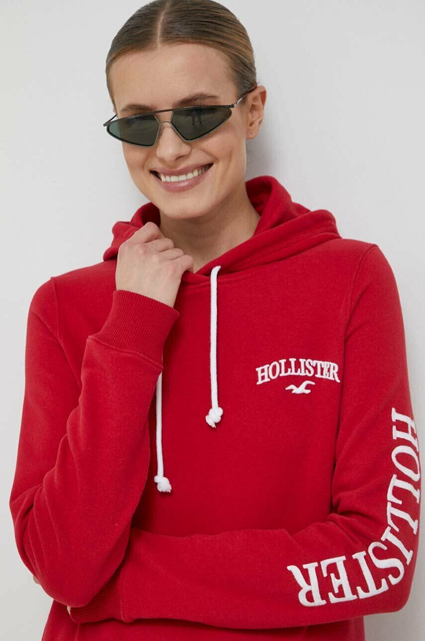 Hollister Co. Mikina pánská bílá barva s kapucí hladká - Pepit.cz