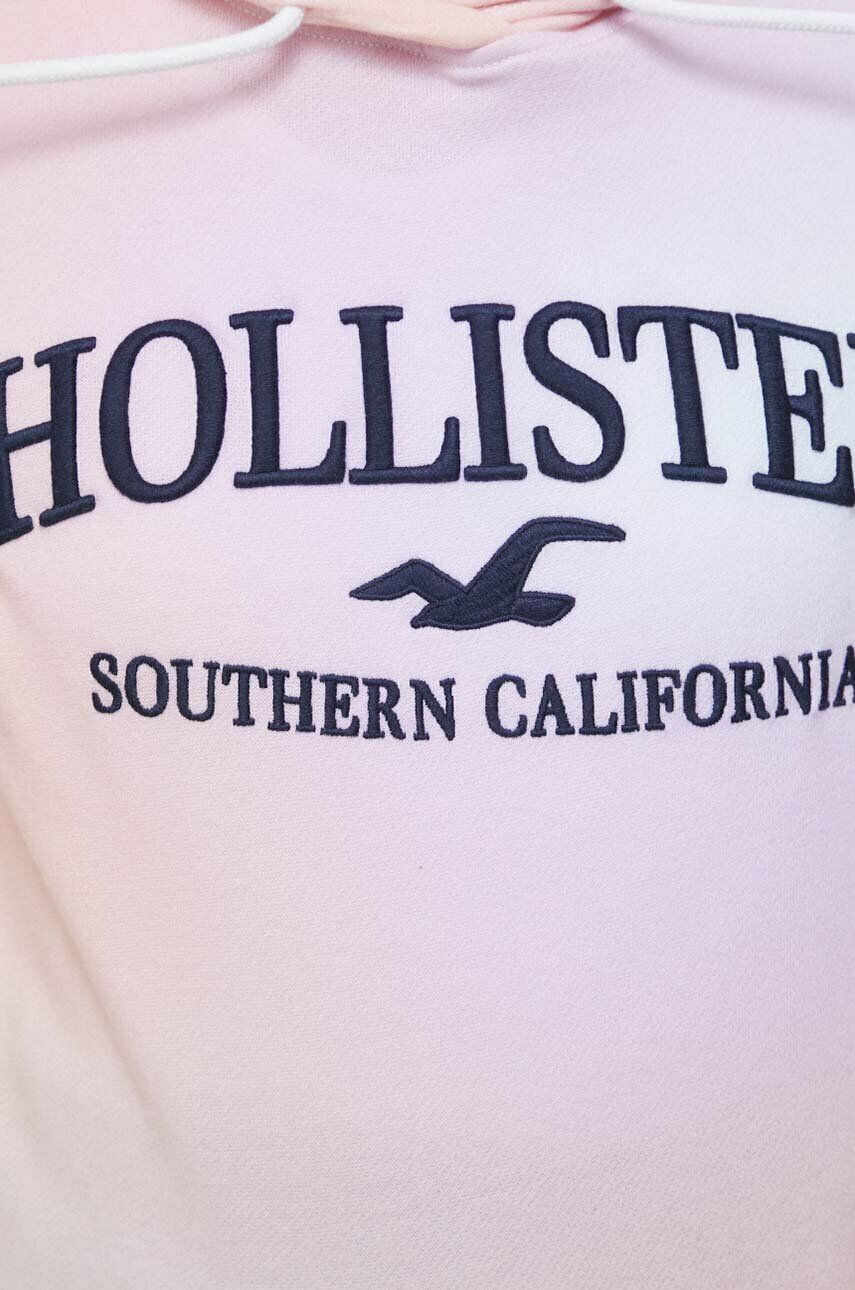 Hollister Co. Mikina dámská růžová barva s kapucí vzorovaná - Pepit.cz