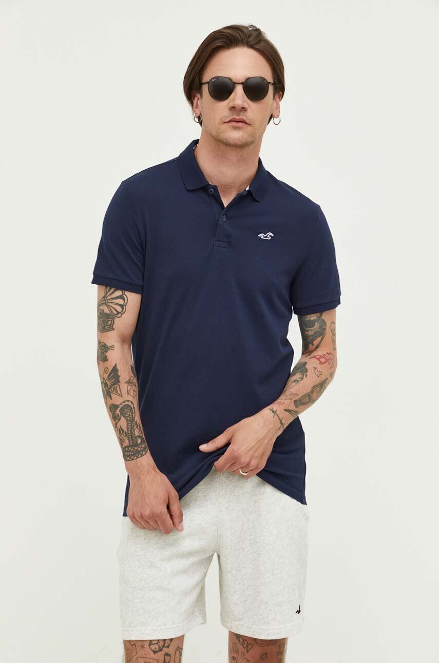 Hollister Co. Polo tričko tmavomodrá barva - Pepit.cz