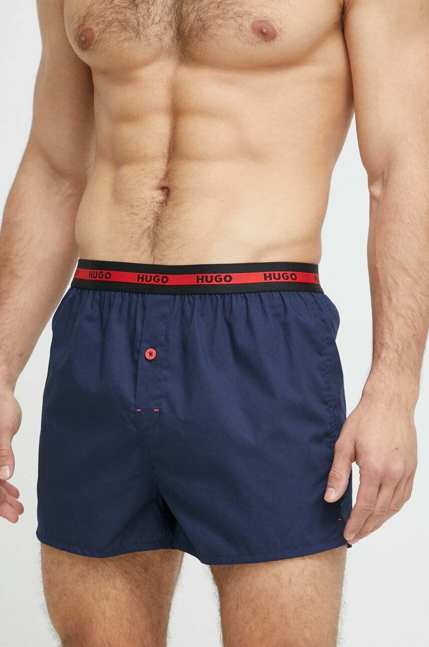 Hugo Bavlněné boxerky 2-pack zelená barva - Pepit.cz