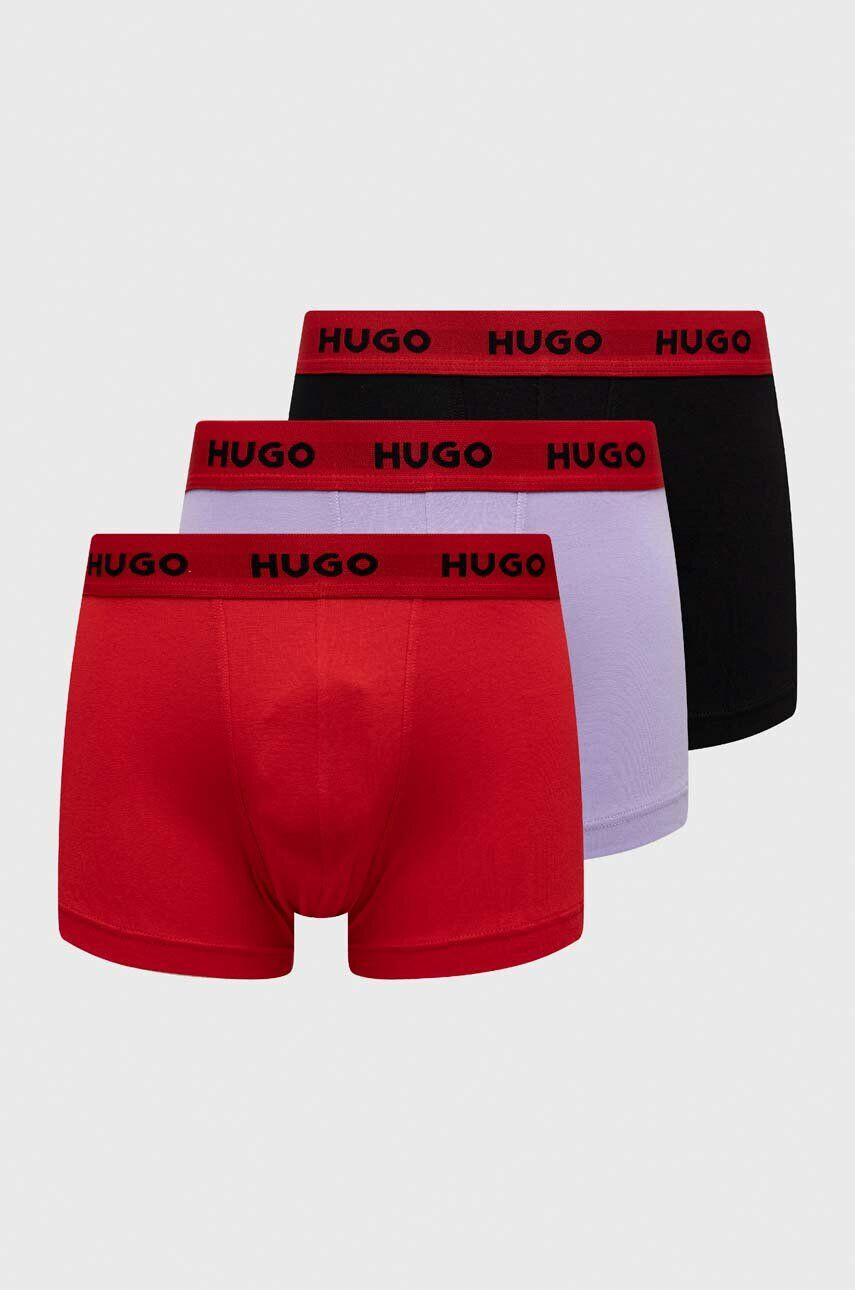 Hugo Boxerky 3-pack pánské červená barva - Pepit.cz