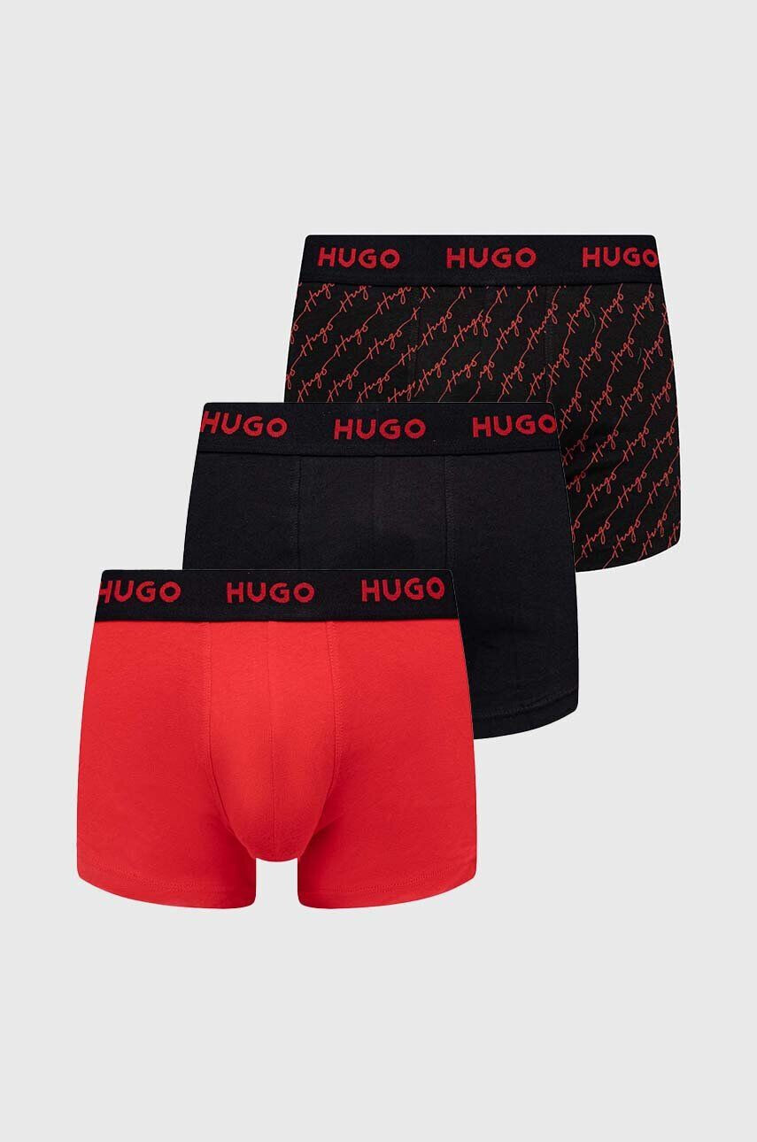 Hugo Boxerky 3-pack pánské červená barva - Pepit.cz