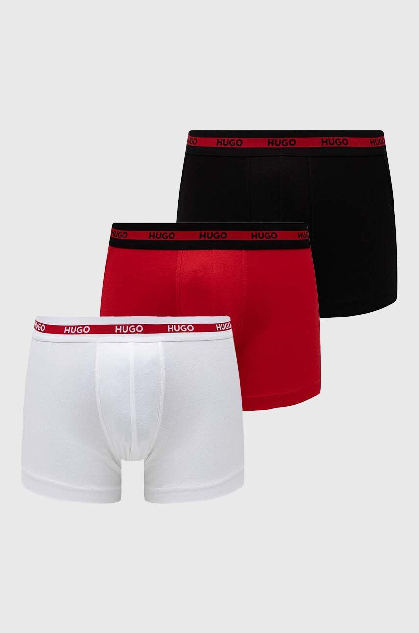 Hugo Boxerky 3-pack pánské červená barva - Pepit.cz