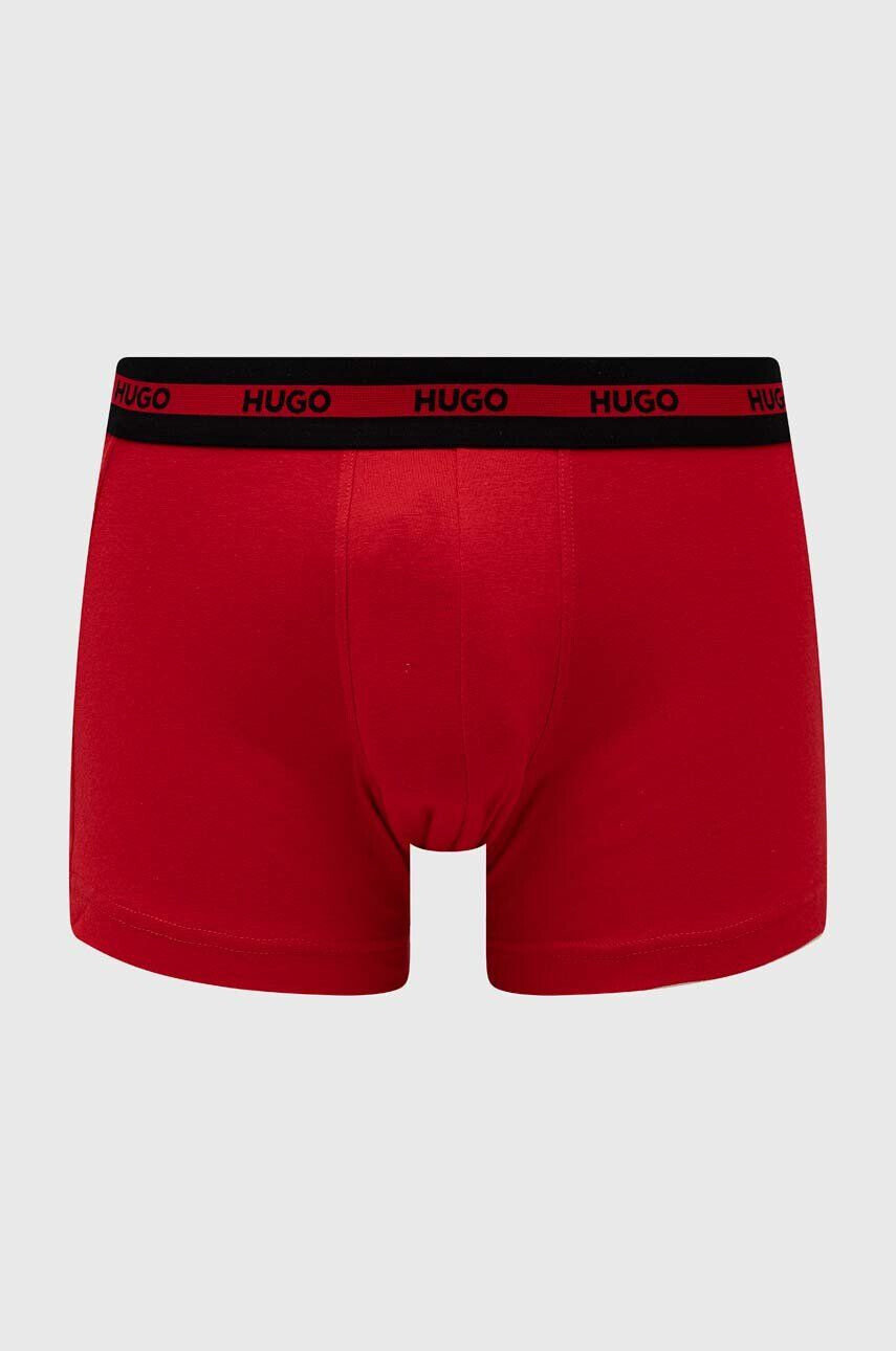 Hugo Boxerky 3-pack pánské červená barva - Pepit.cz