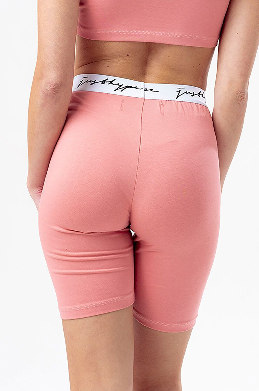 Hype Kraťasy dámské růžová barva s potiskem high waist - Pepit.cz