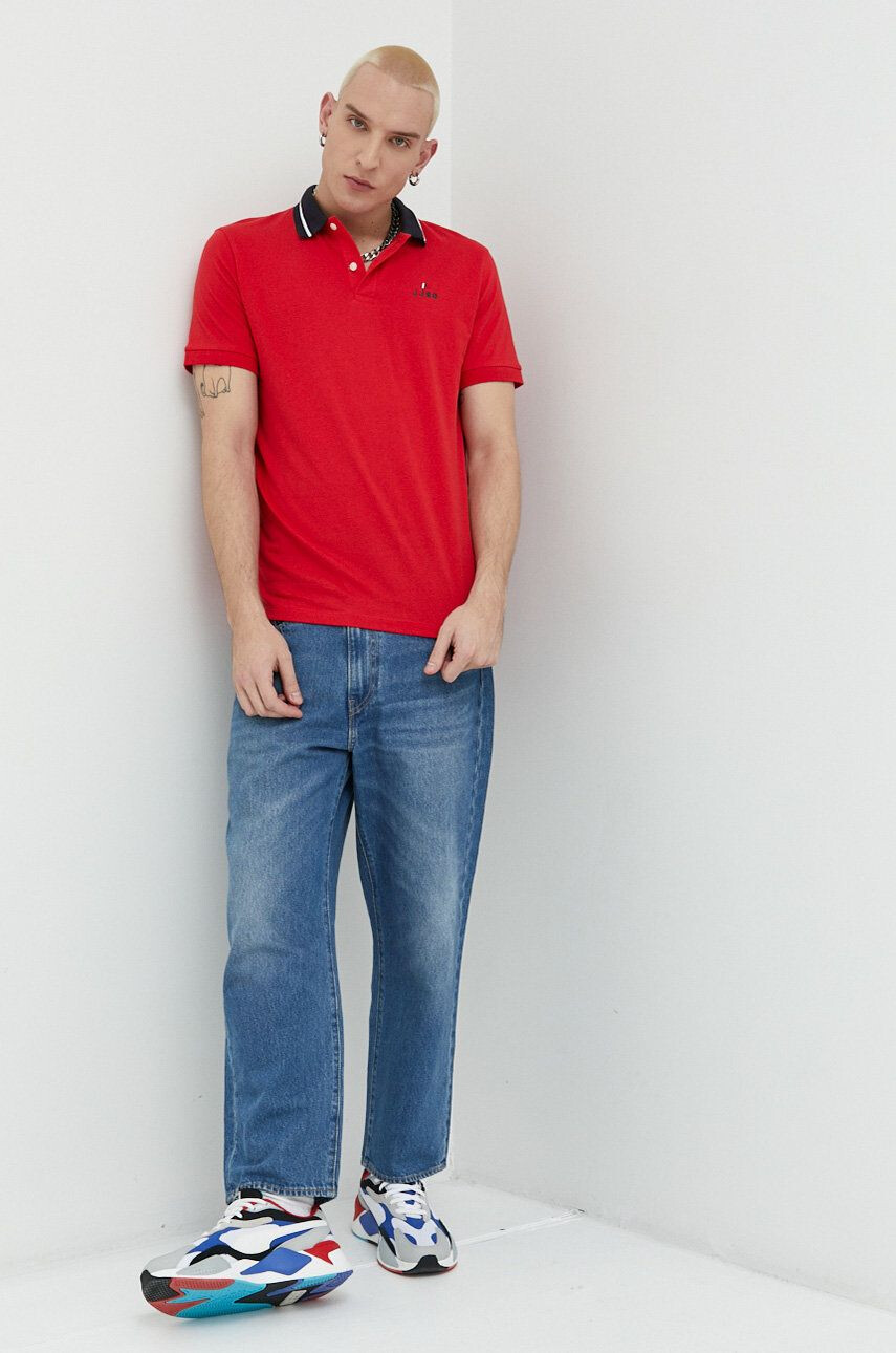 Jack & Jones Bavlněné polo tričko JJEJOE červená barva s potiskem 12221190 - Pepit.cz