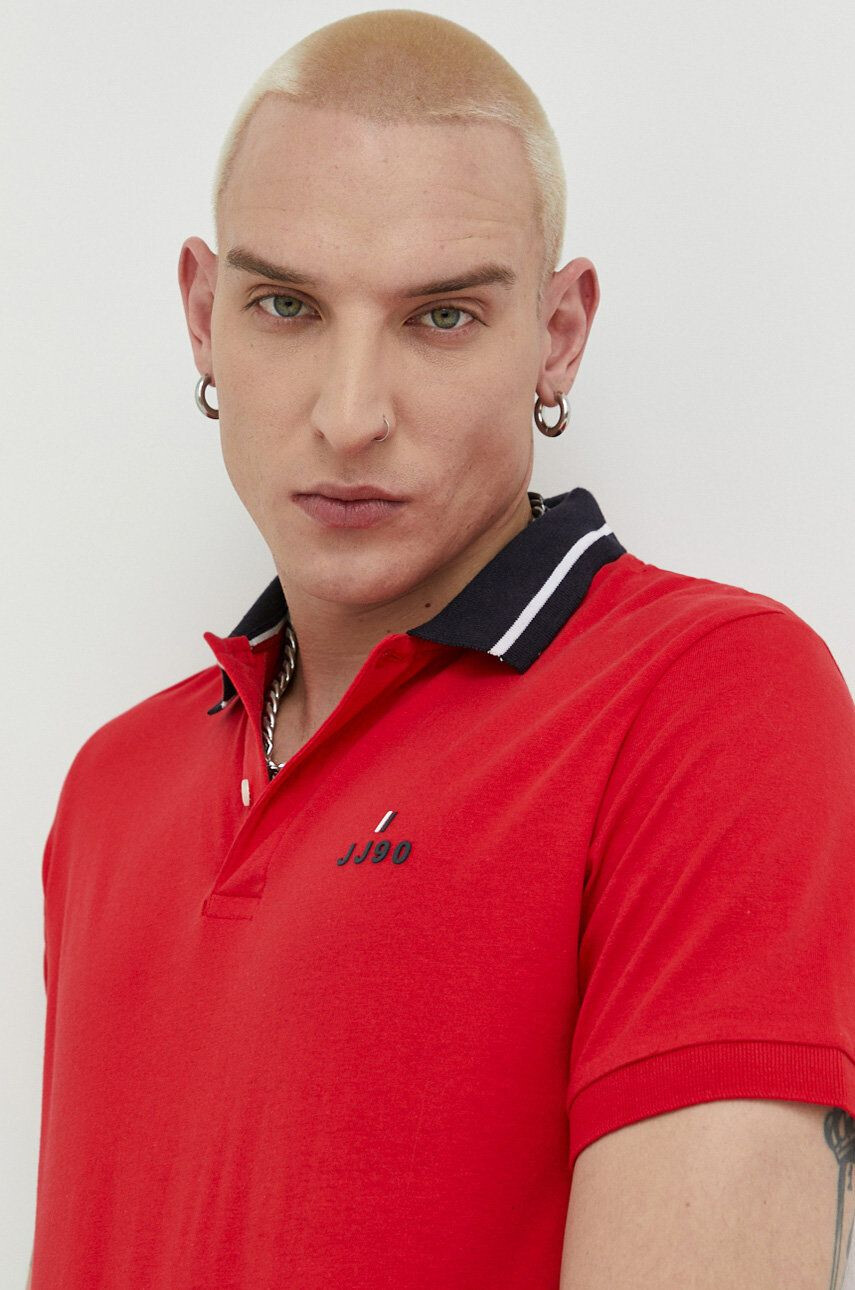 Jack & Jones Bavlněné polo tričko JJEJOE červená barva s potiskem 12221190 - Pepit.cz