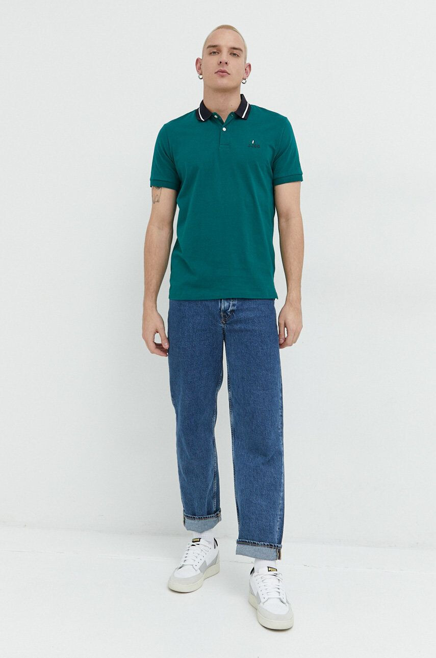 Jack & Jones Bavlněné polo tričko JJEJOE zelená barva s aplikací 12221190 - Pepit.cz