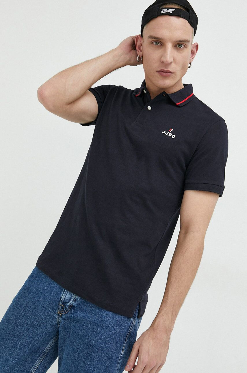 Jack & Jones Bavlněné polo tričko JJEJOE tmavomodrá barva s aplikací 12221190 - Pepit.cz