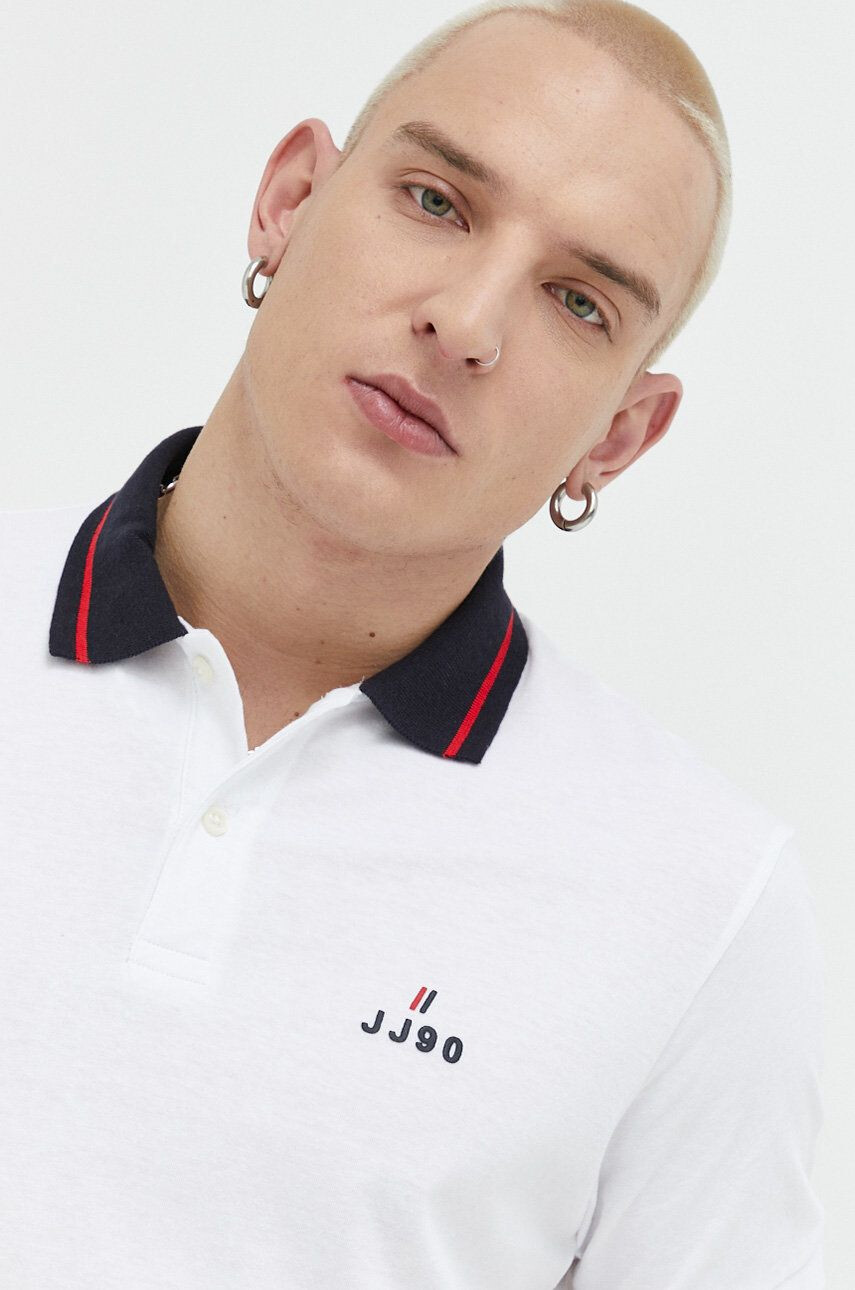 Jack & Jones Bavlněné polo tričko JJEJOE bílá barva s aplikací 12221190 - Pepit.cz