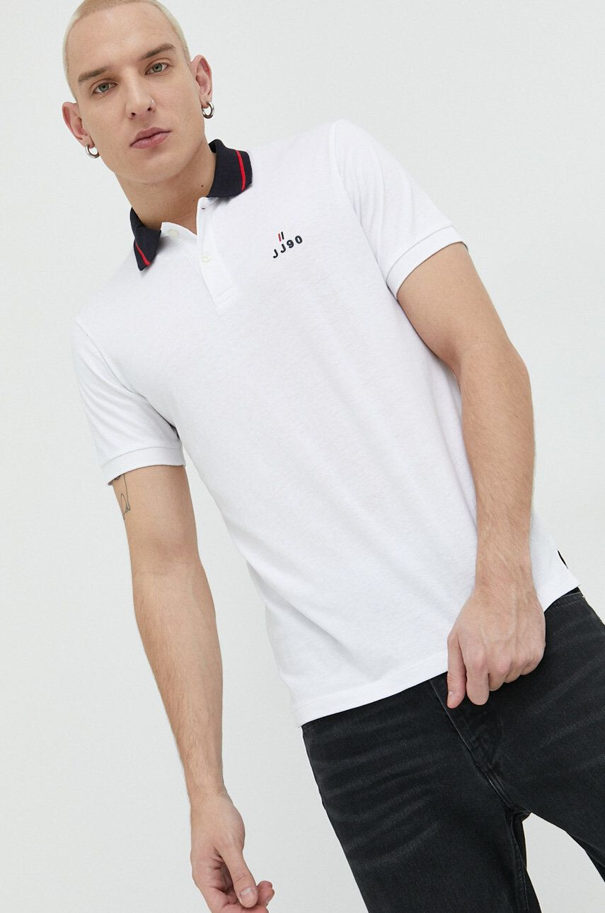 Jack & Jones Bavlněné polo tričko JJEJOE bílá barva s aplikací 12221190 - Pepit.cz