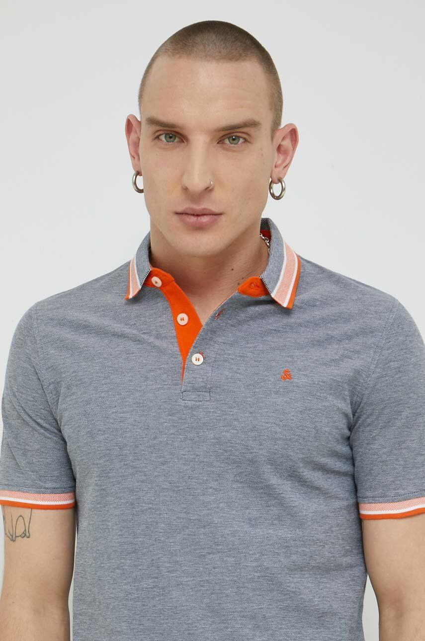 Jack & Jones Bavlněné polo tričko JJEPAULOS šedá barva - Pepit.cz