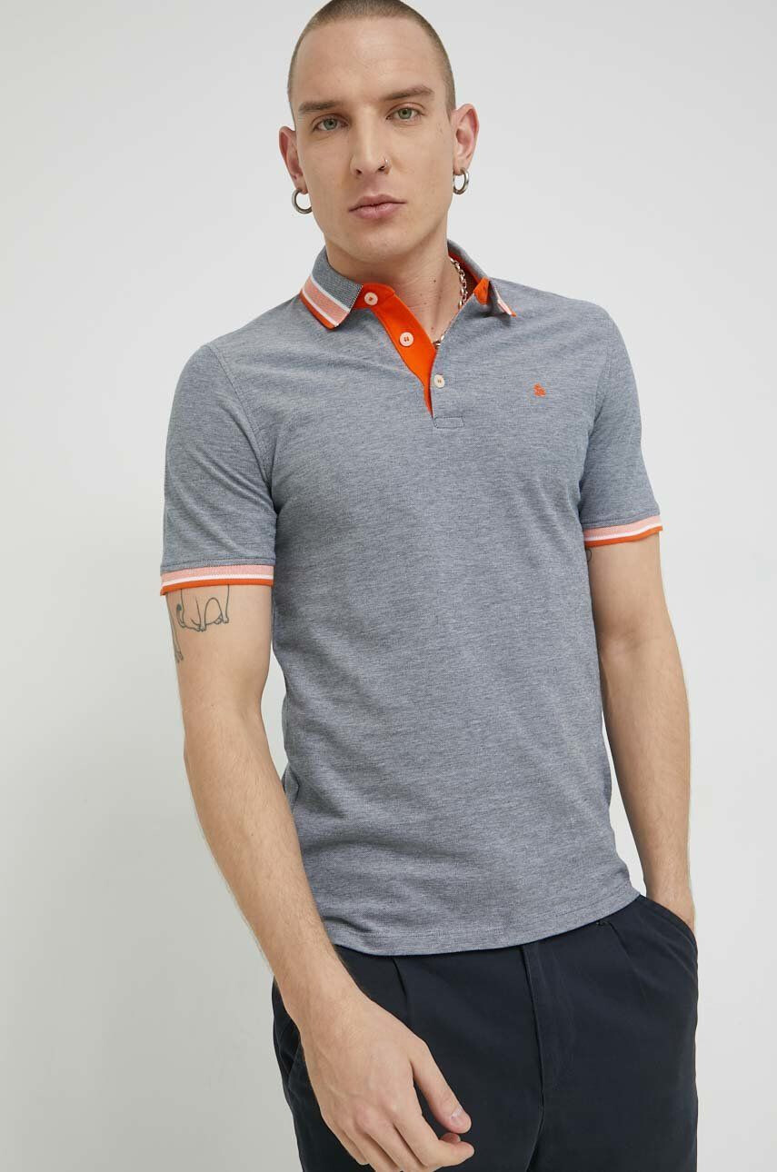 Jack & Jones Bavlněné polo tričko JJEPAULOS šedá barva - Pepit.cz