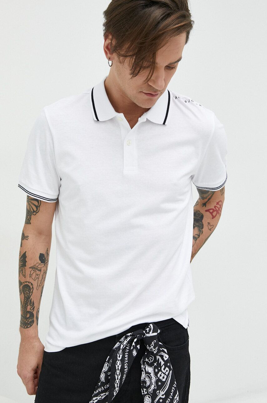 Jack & Jones Bavlněné polo tričko JJESTAR bílá barva s potiskem 12221708 - Pepit.cz