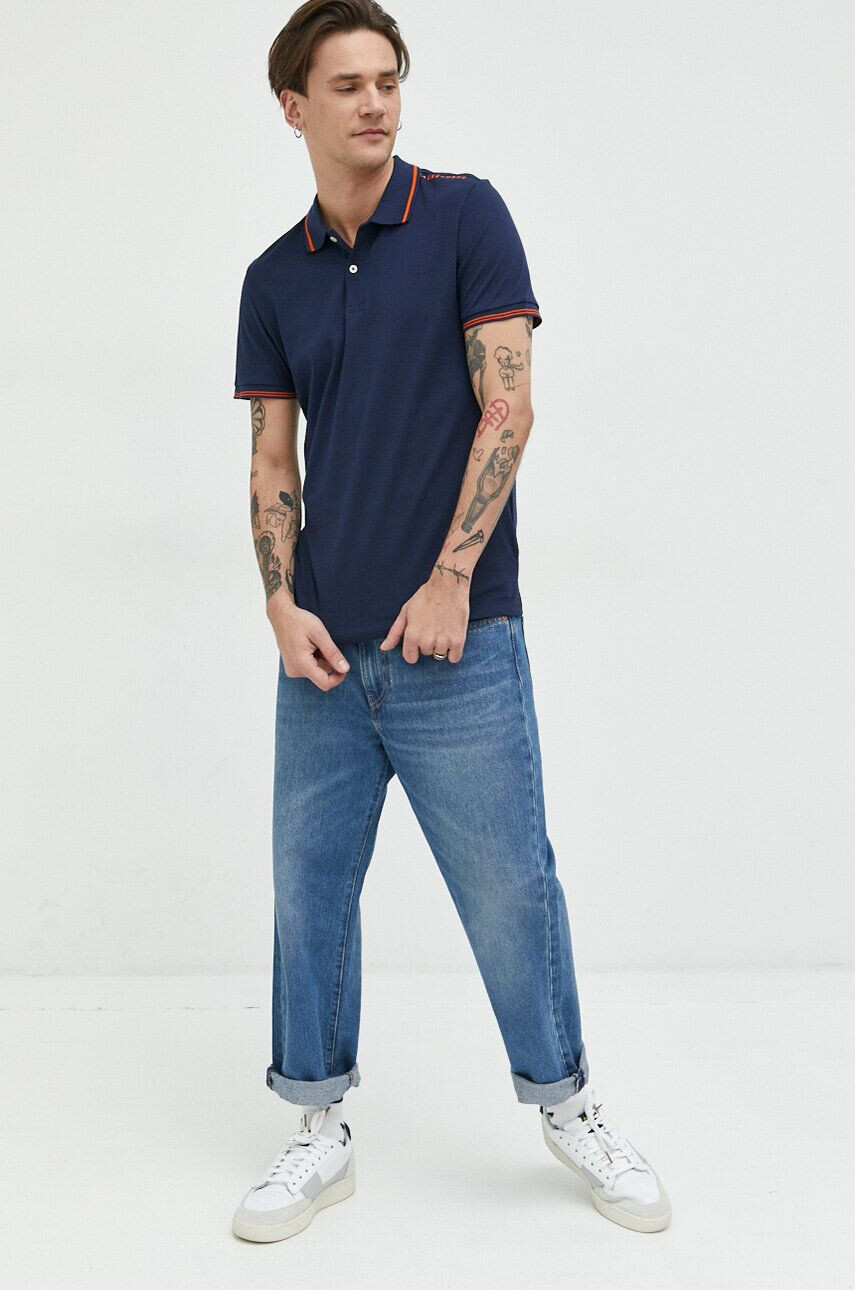 Jack & Jones Bavlněné polo tričko JJESTAR tmavomodrá barva s potiskem 12221708 - Pepit.cz