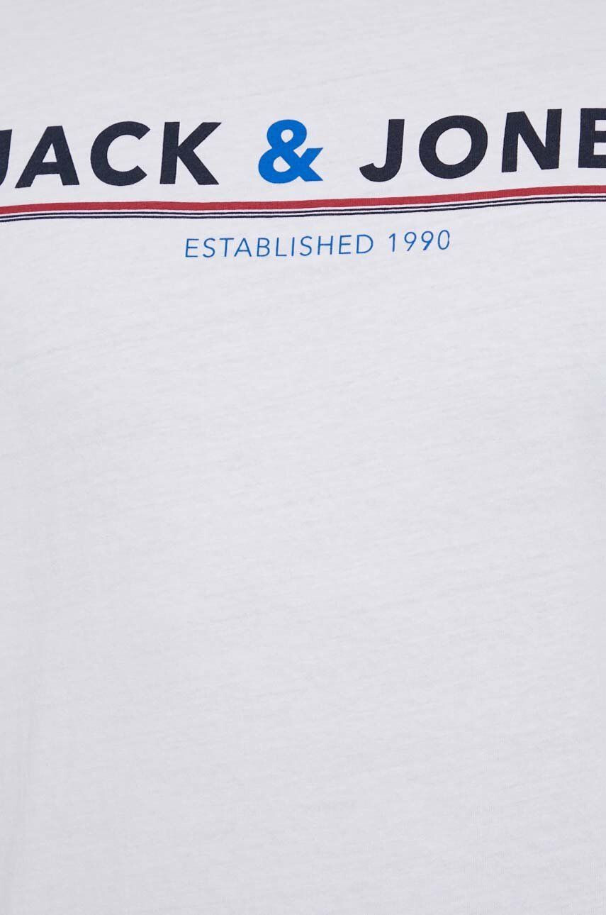 Jack & Jones Bavlněné pyžamové tričko bílá barva s potiskem - Pepit.cz