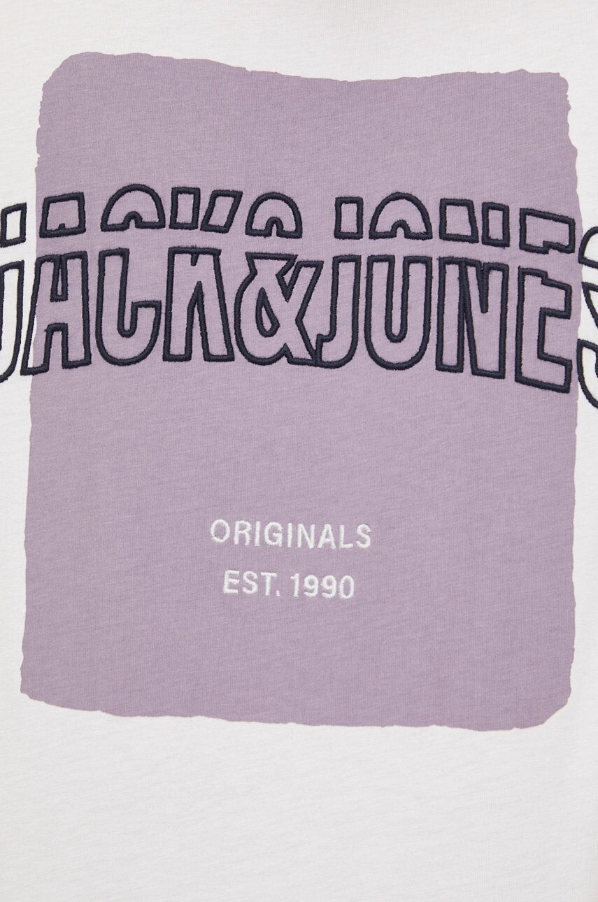 Jack & Jones Bavlněné tričko bílá barva s potiskem - Pepit.cz