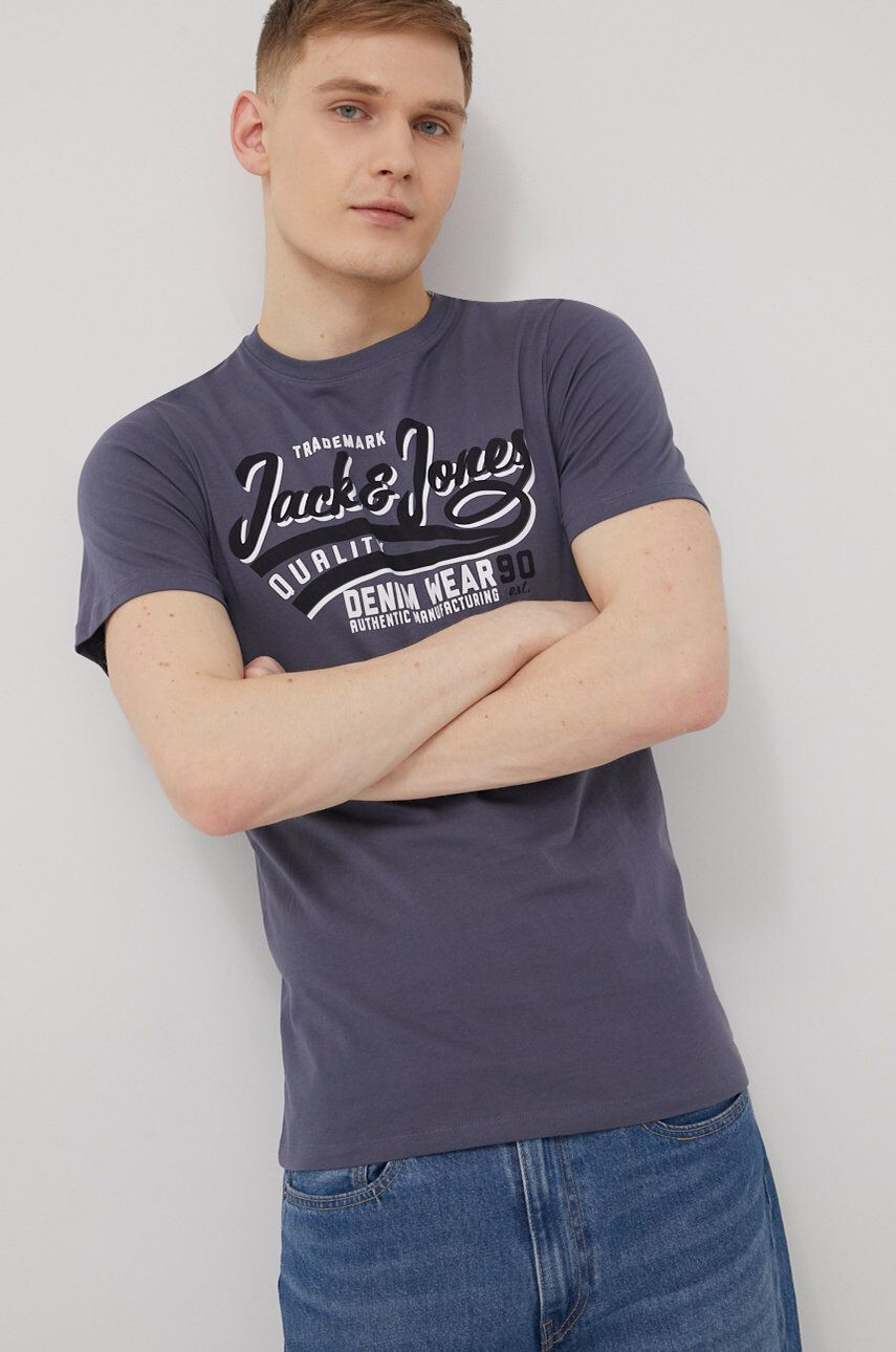 Jack & Jones Bavlněné tričko bílá barva s potiskem - Pepit.cz