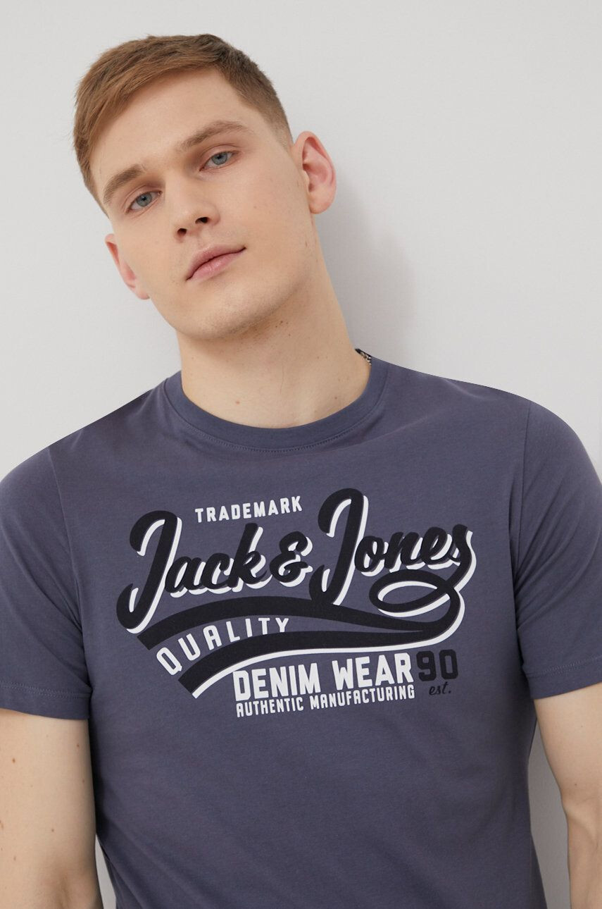 Jack & Jones Bavlněné tričko bílá barva s potiskem - Pepit.cz