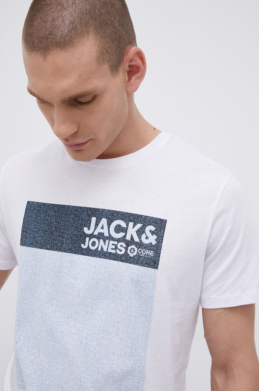 Jack & Jones Bavlněné tričko bílá barva s potiskem - Pepit.cz