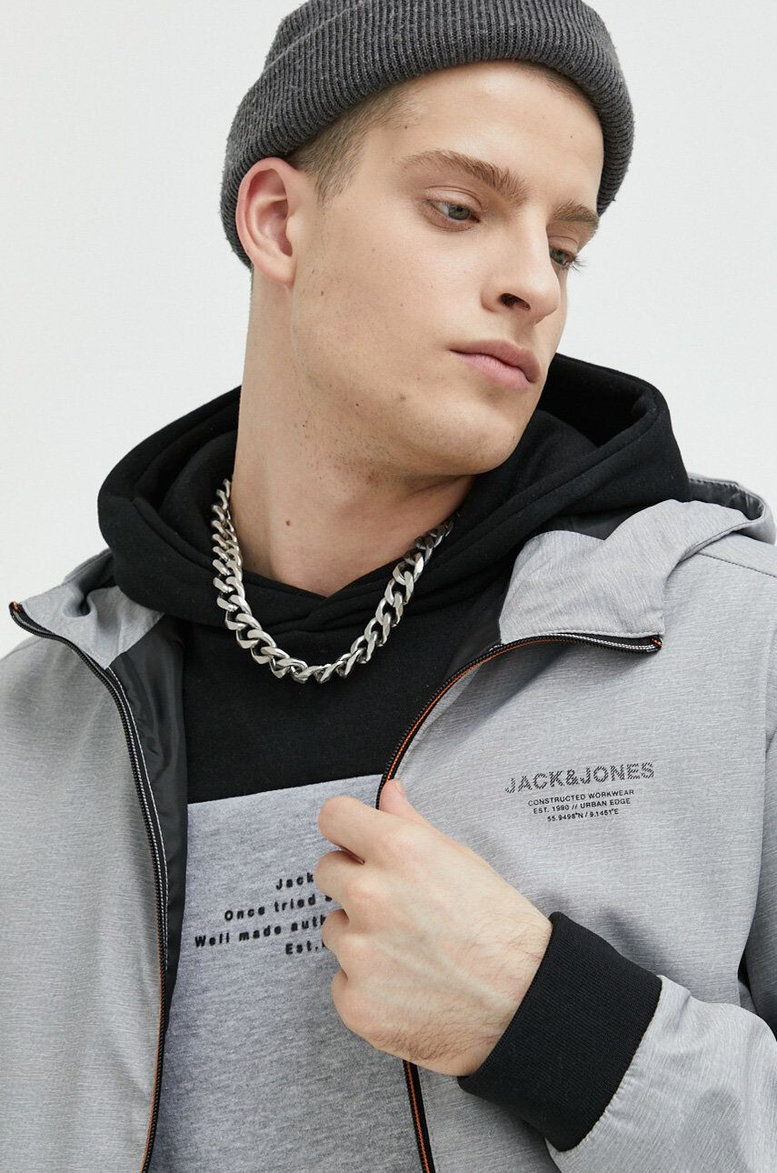 Jack & Jones Bunda JJESEAM pánská šedá barva přechodná 12182243 - Pepit.cz