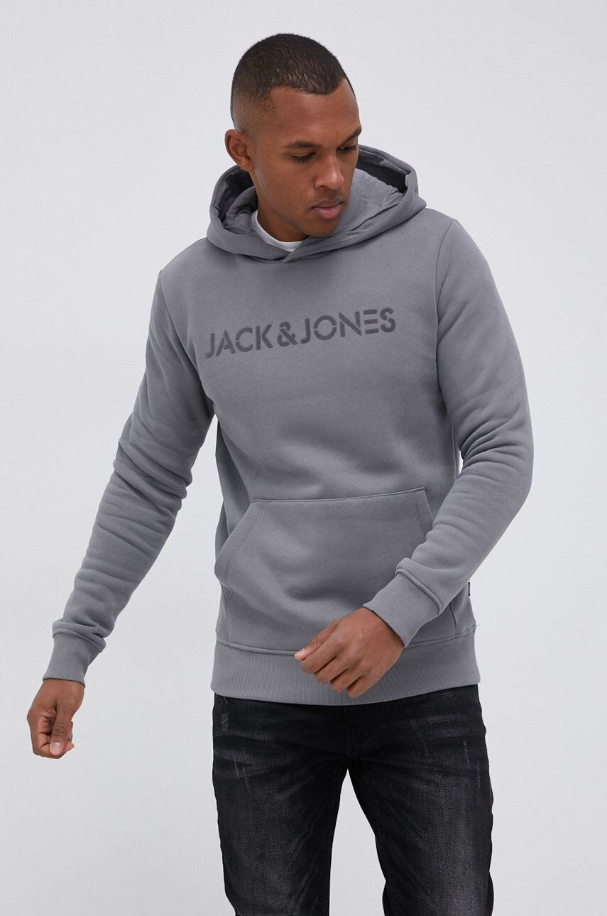 Jack & Jones Mikina pánská fialová barva s potiskem - Pepit.cz