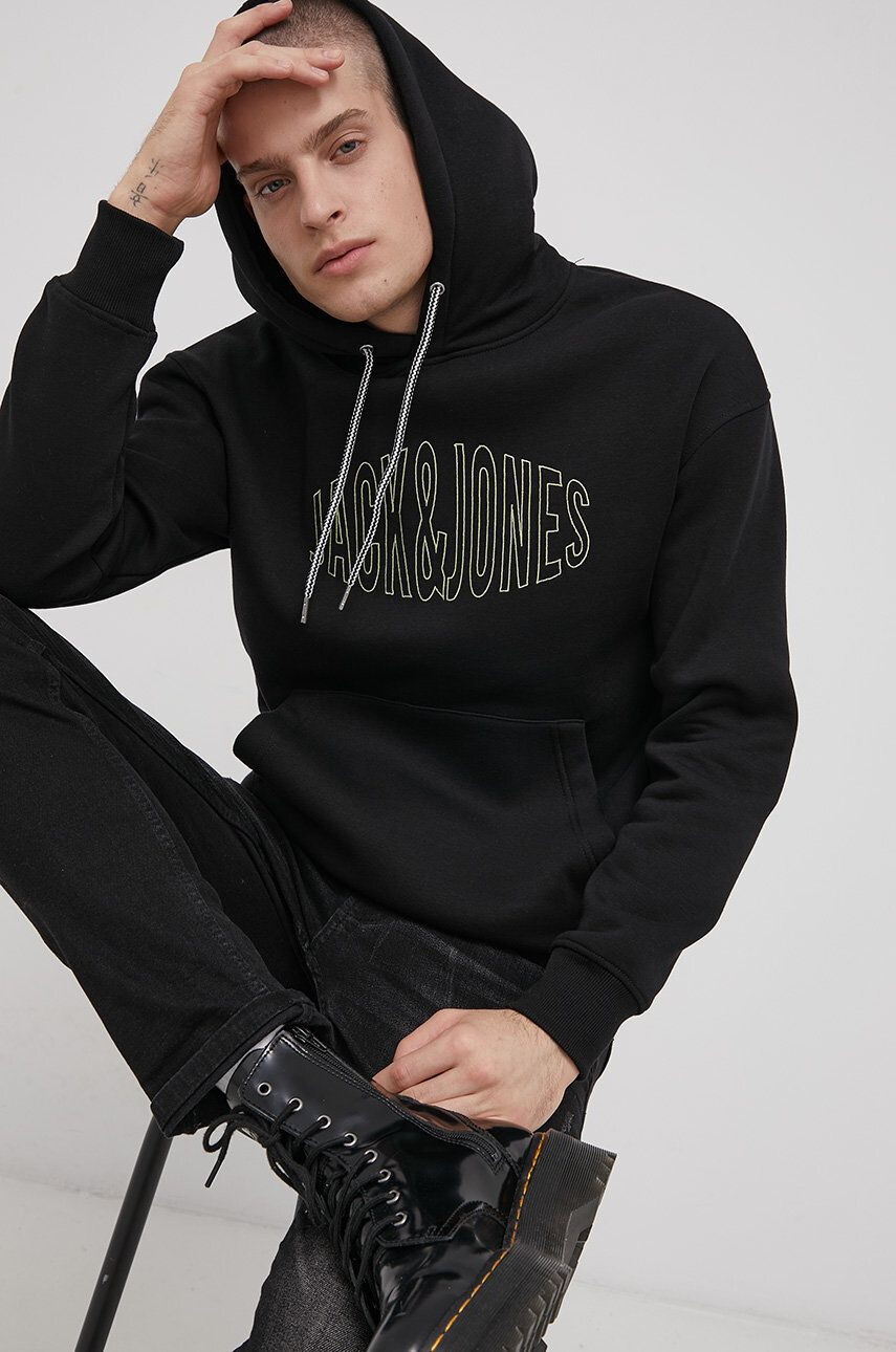 Jack & Jones Mikina pánská černá barva hladká - Pepit.cz