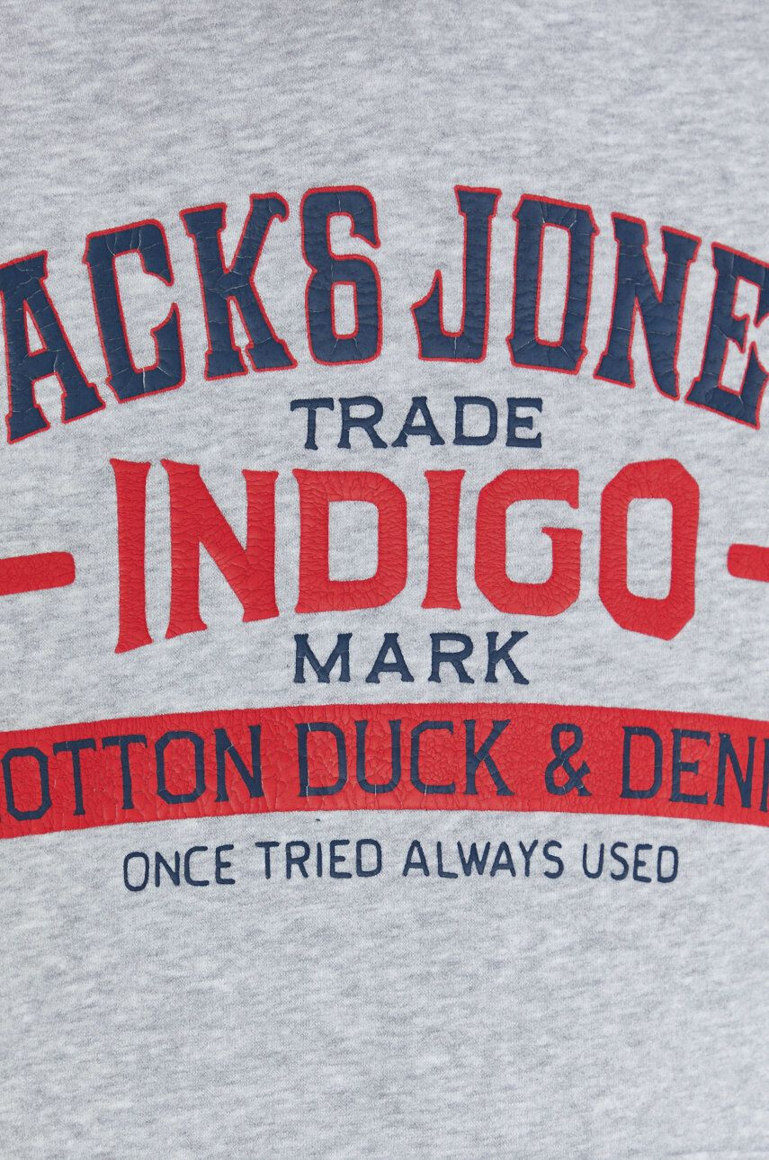 Jack & Jones Mikina pánská šedá barva s kapucí melanžová - Pepit.cz