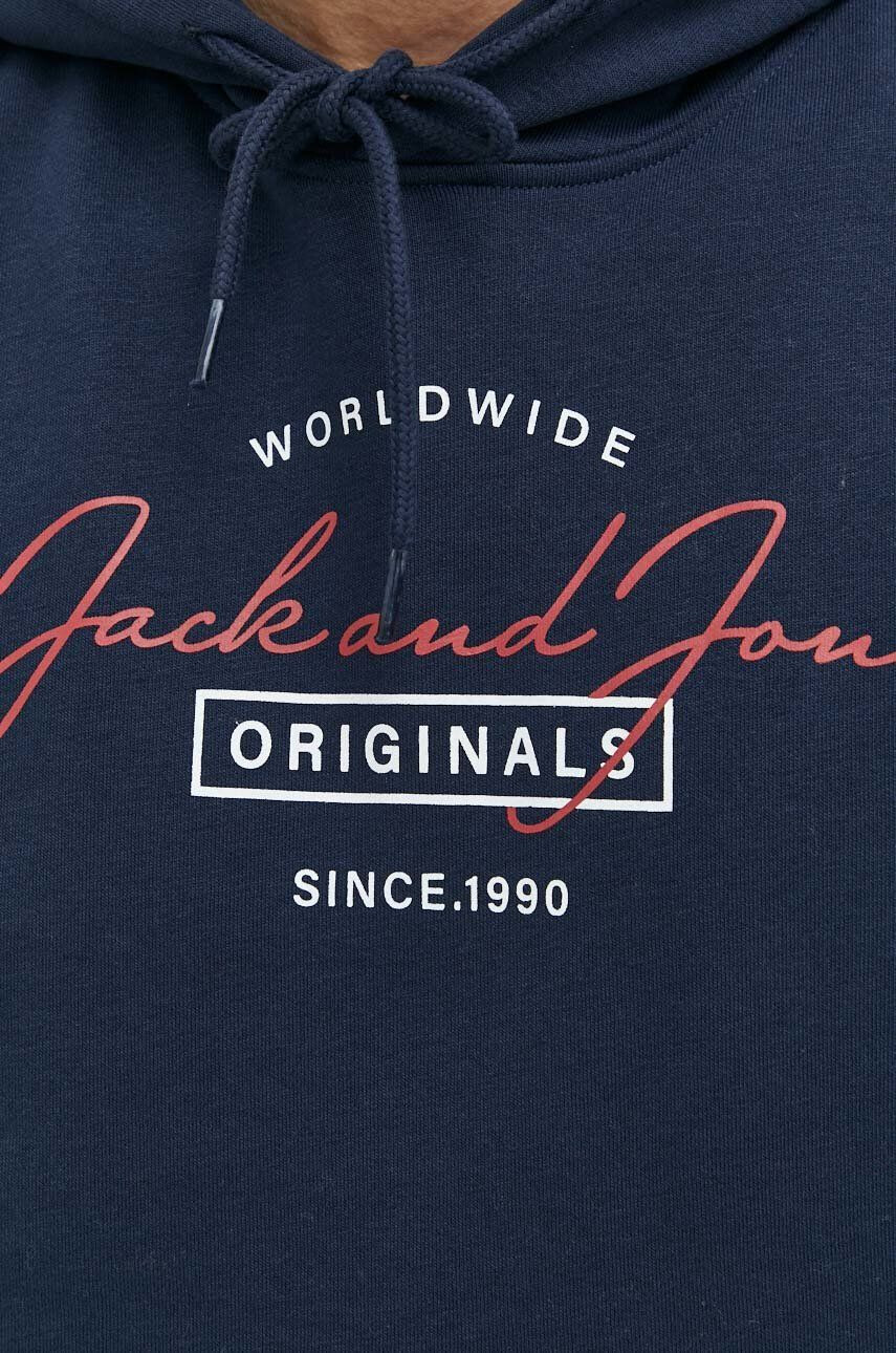 Jack & Jones Mikina pánská tmavomodrá barva s kapucí s potiskem - Pepit.cz