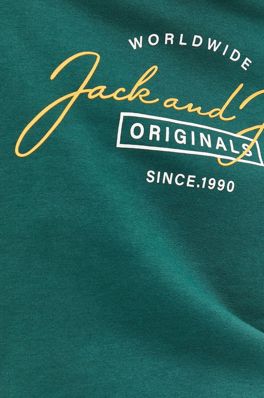 Jack & Jones Mikina pánská zelená barva s kapucí s potiskem - Pepit.cz