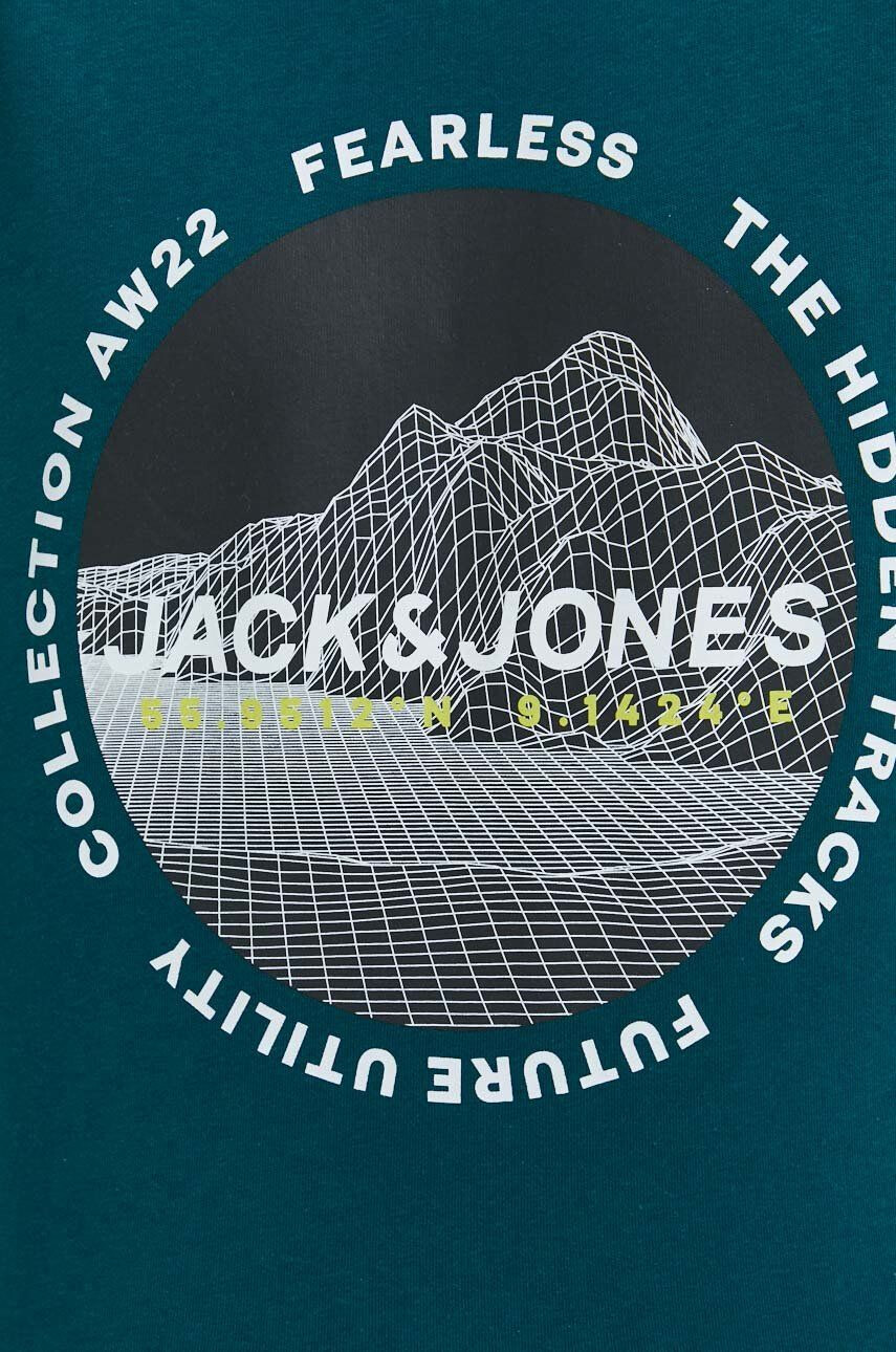 Jack & Jones Mikina pánská zelená barva s potiskem - Pepit.cz