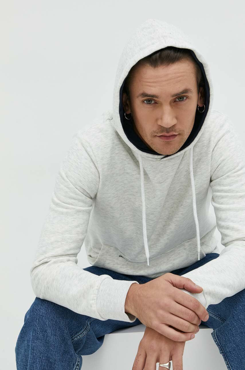 Jack & Jones Mikina pánská šedá barva s kapucí melanžová - Pepit.cz