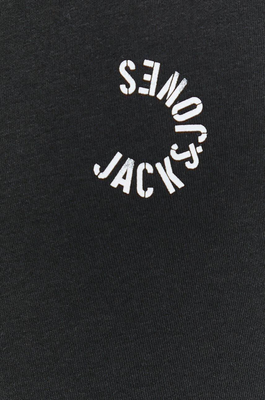 Jack & Jones Mikina JCOBLUR PANEL SWEAT CREW NECK FST pánská černá barva s potiskem 12225433 - Pepit.cz