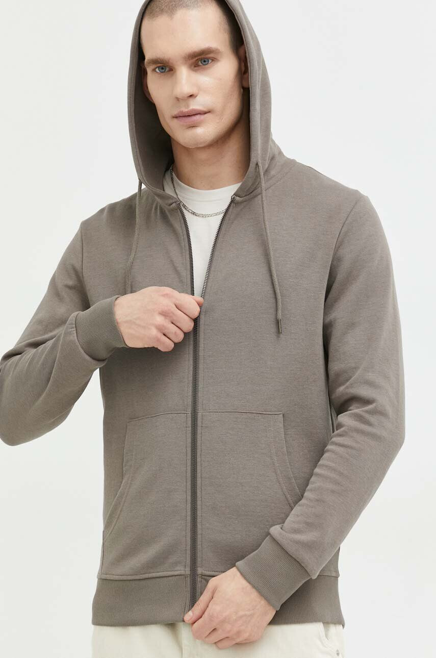 Jack & Jones Mikina JJEBASIC pánská zelená barva s kapucí hladká - Pepit.cz